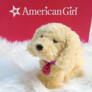 American Girl Honey Dog Plush Pet Golden Lab Retriever Puppy Collar Name Tag Bag